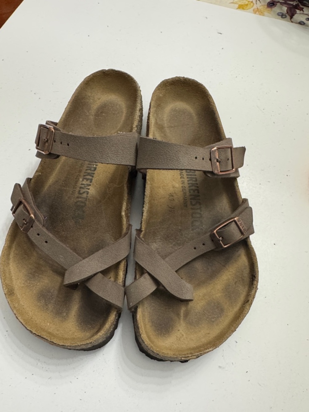 Birkenstock Brown Strappy Leather Slide Sandals